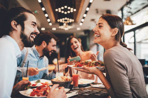 Happy person enjoying healthy food